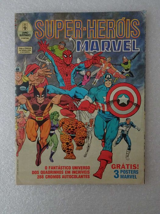 Caderneta de cromos Super-Heróis Marvel (tem 5 cromos) inclui posters