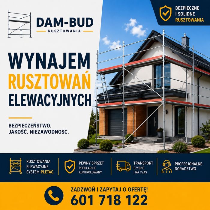 Wynajem rusztowań elewacyjnych Plettac