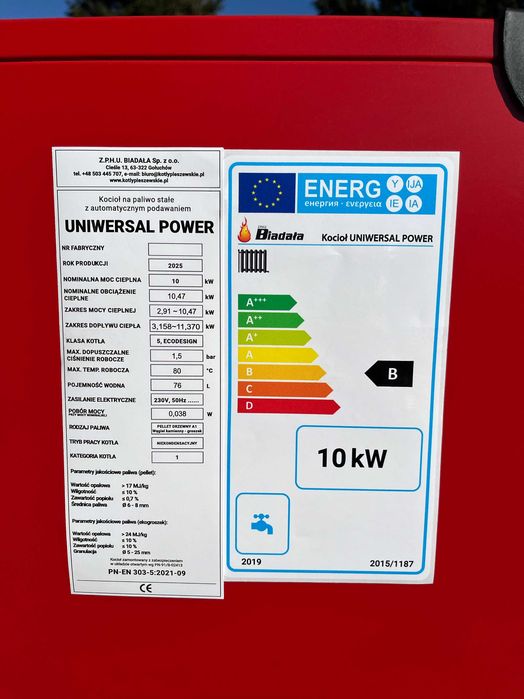 NOWOŚĆ! Kocioł na drewno, pellet, ekogroszek ATEST 5 KLASA 10 kW