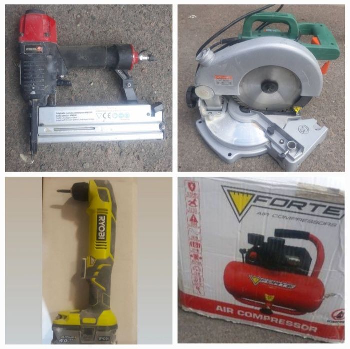 Торцева пила, кутовий шуруповерт, пневмопістолет, компресори. Оренда