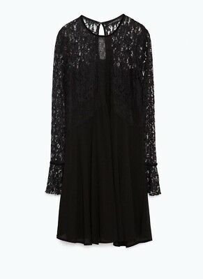 Zara sukienka czarna z koronką elegancka