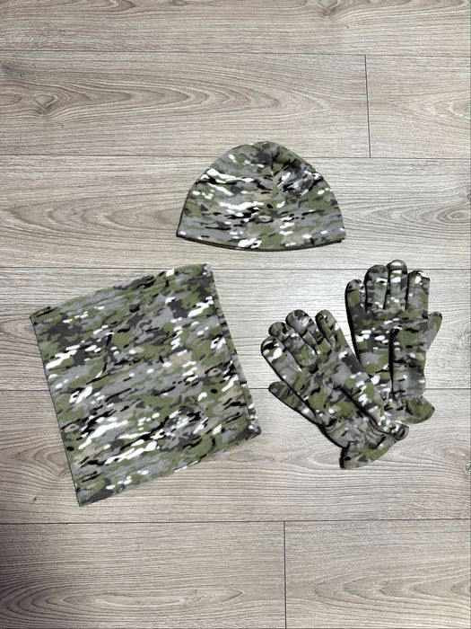 Флісовий, військовий комплект: рукавички, шапочка, хомут/бафф (Unisex)