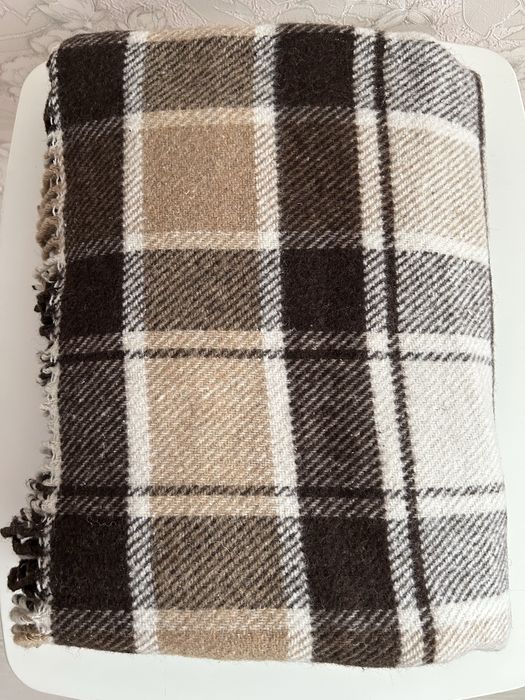 Плед вовняний двоспальний Vladi 165х190см Клітка-коричнева