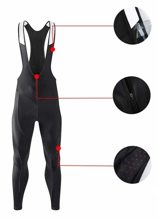 Męskie legginsy spodnie rowerowe z szelkami kolarskie EU44 (S) wkładka