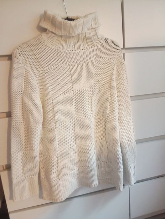 Sweter Damski biały golf Janique rozmiar L