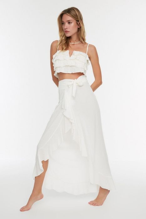 Trendyol 36 S Spódnica Maxi Biała Wiązna H17173