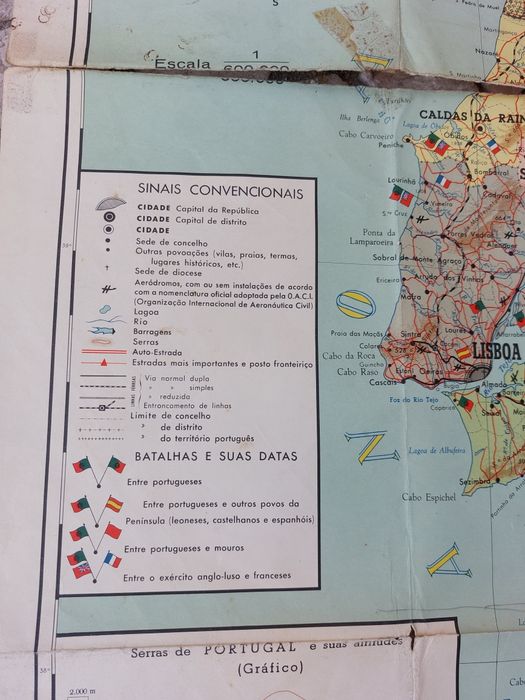 Mapa carta de Portugal, de 1965 escala 1/600, de Manuel Pinto Sousa