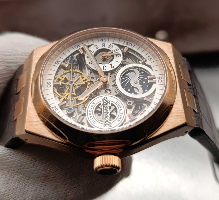 Śliczny zegarek Ingersoll Broadway Automatic dual time, moon phase