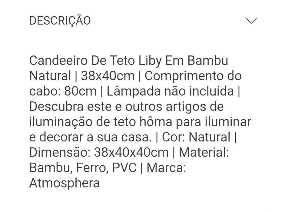 Candeeiro de teto em bambu