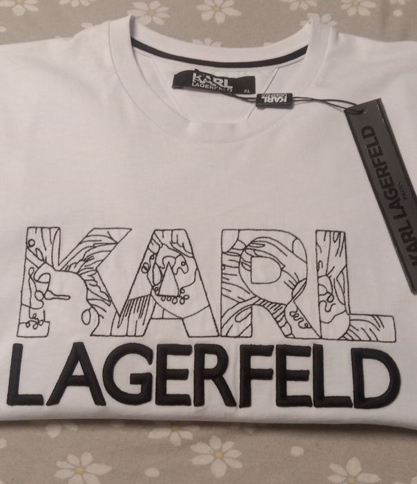 NOWY t-shirt koszulka nadruk wyszywany Karl Lagerfeld 42 XL