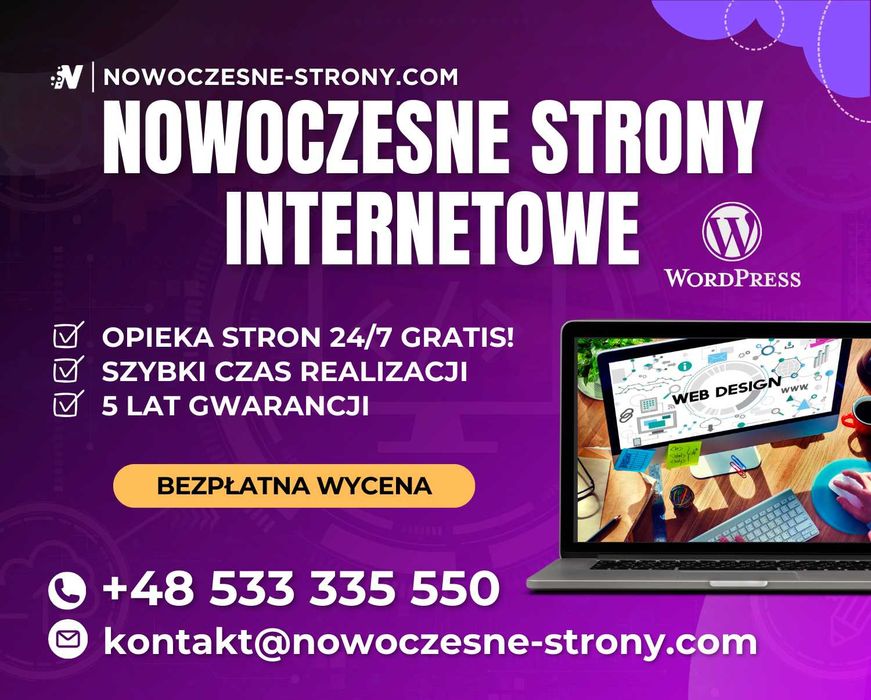 Nowoczesne Strony Internetowe | Strona WordPress z SEO + Opieka Strony