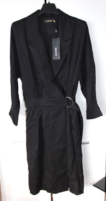 ochnik czarna sukienka 36 s tencel  34 xs kopertowa