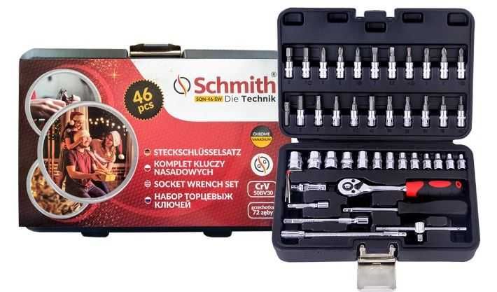 SCHMITH SQN-46 zestaw kluczy nasadowych 46szt.