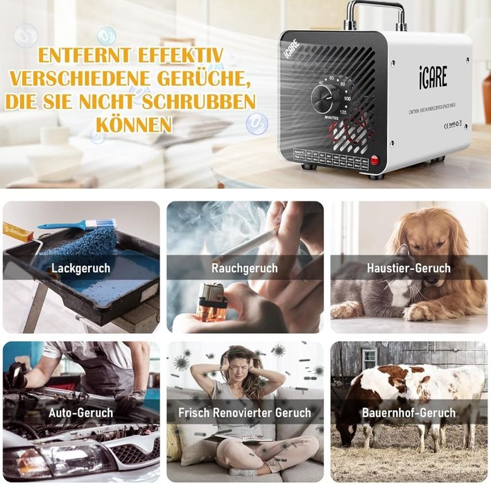 Gerador de Ozono iCare 30 000 mg/h — Industrial com Temporizador 120 m