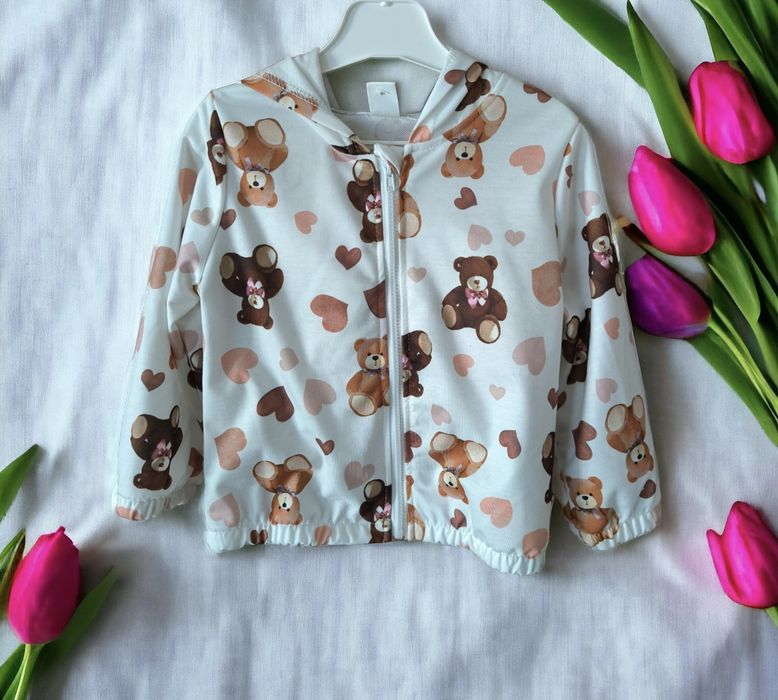 Przepiękna kurteczka w misie miś z kapturem lekka