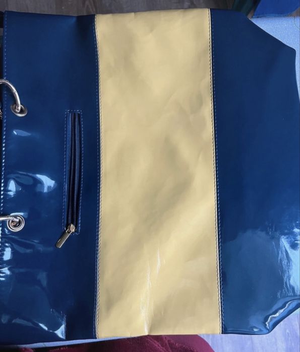 Torebka torba duża długa podręczna żółty niebieski elegancka Abacus