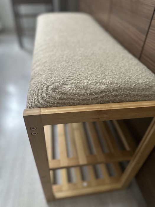 Bambusowa ławka z miejscem na buty