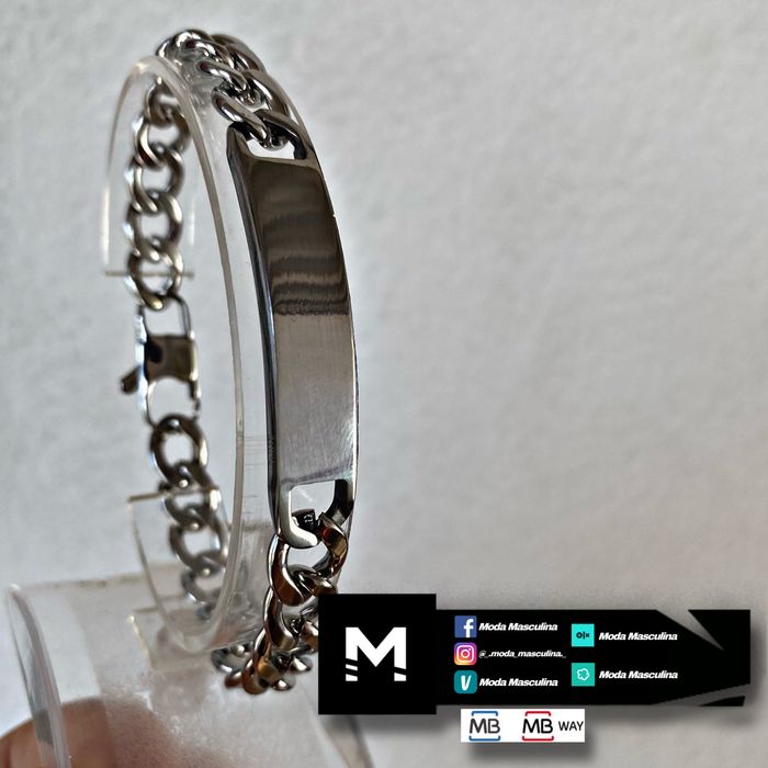 Pulseira em aço com chapa