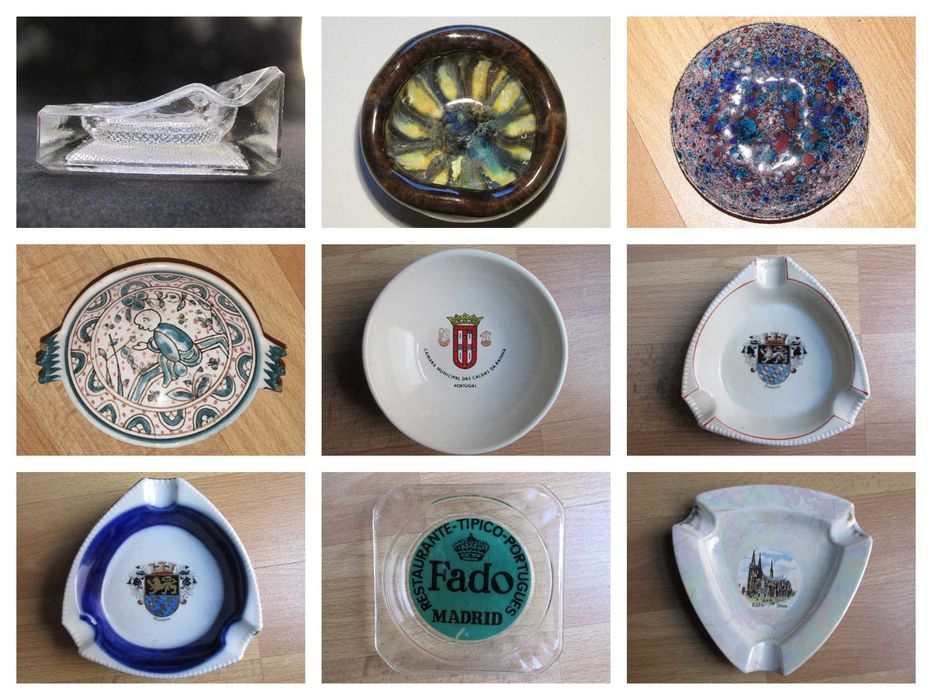 Conjunto / coleção de 80 cinzeiros diversos materiais, origens e temas