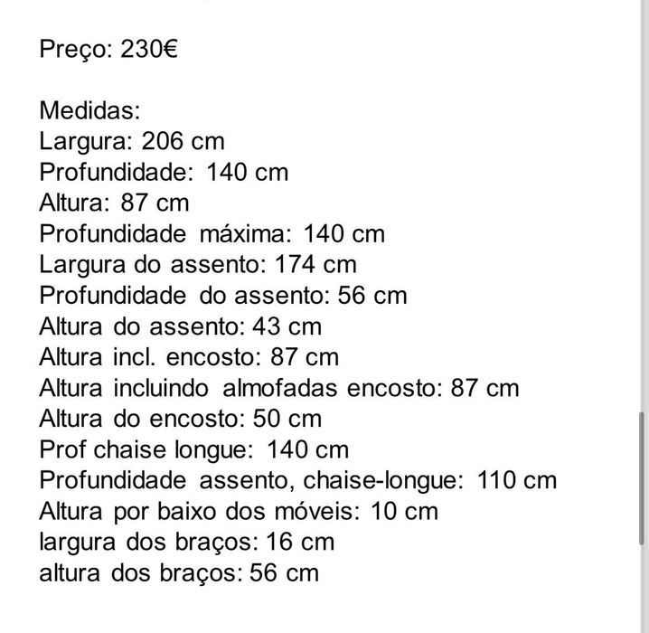 Sofa 3 lugares ikea c/ chaise longue