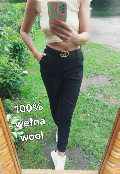 Wełniane spodnie jak cygaretki chinosy scandi wełna virgin wool