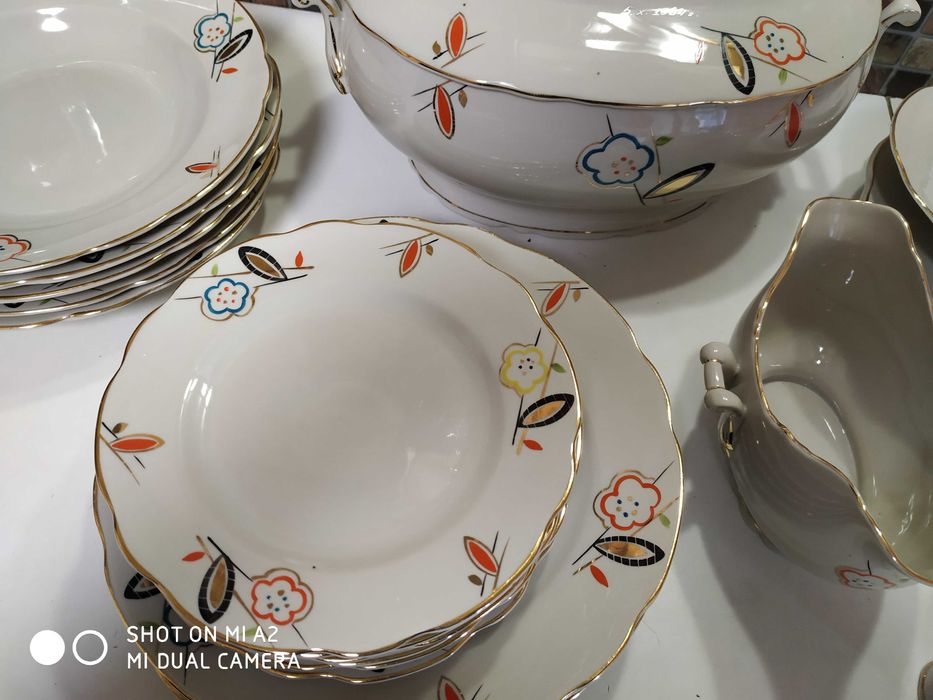 Столовый сервиз. Чайный набор Дружковка. Ручная роспись. Винтаж.