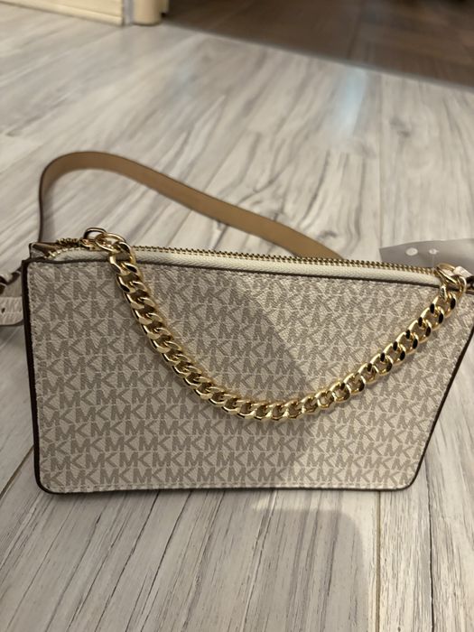 Nerka MK Michael Kors original nowa torebka z paskiem beź brąz mała k