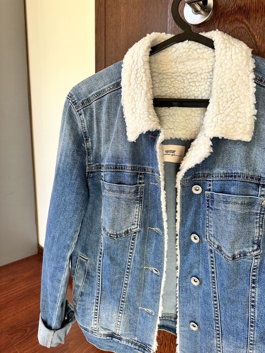 casaco de ganga com pelo