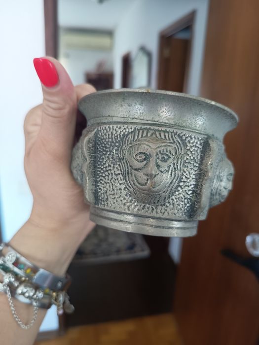 Almofariz Antigo de Farmácia com Pilão –  Bronze/Latão Maciço (Com Car