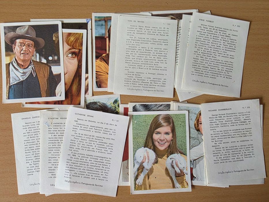 26 cromos dos anos 60 com fotos de atores famosos