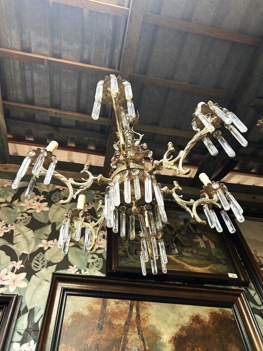Bogaty żyrandol pałacowy z kryształami Baguette #8089 Stylowy Węgrów