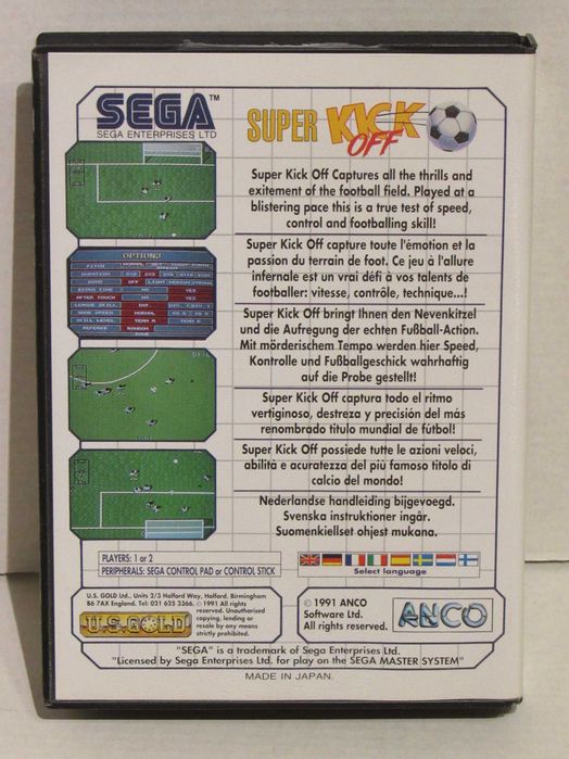Jogo Sega Master System Super Kick Off completo