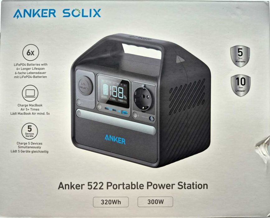 Зарядна станція Anker 522. Єм-ть 320Wh, поту-ть 300W. ГАРАНТІЯ 5 РОКІВ