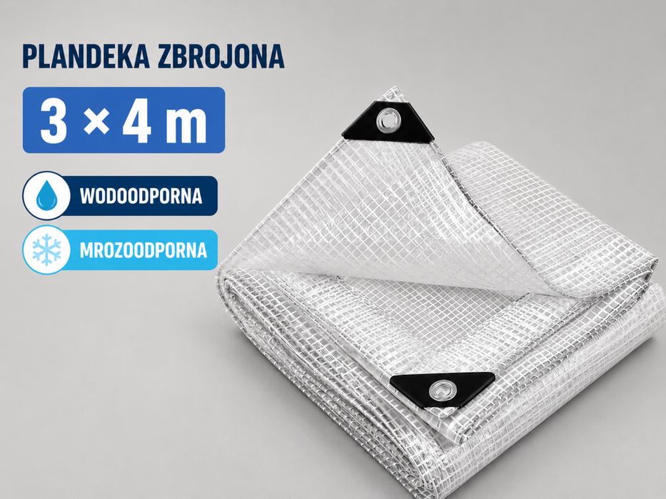 Plandeka Przeźroczysta 3x4 Zbrojona 100g UV Wodoodporna Mrozoopodrna