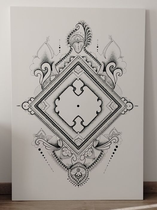 Duża grafika artystyczna 90x130cm, rysunek odręczny,  druk premium