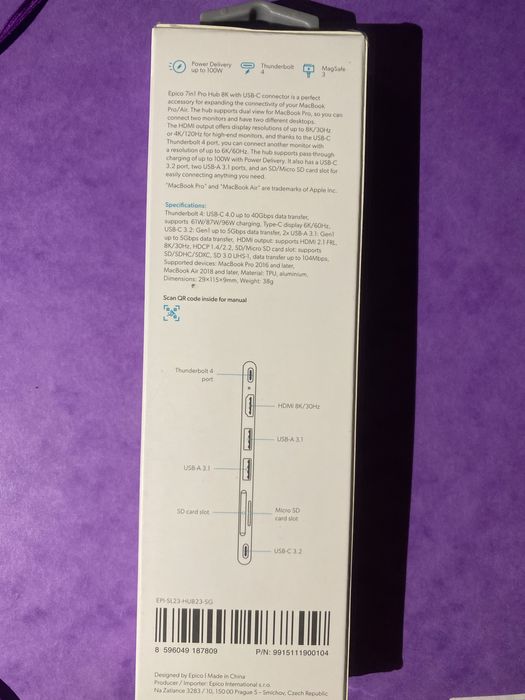 Macbook nowy adapter 7 w 1 firmy epico. Niezbędny