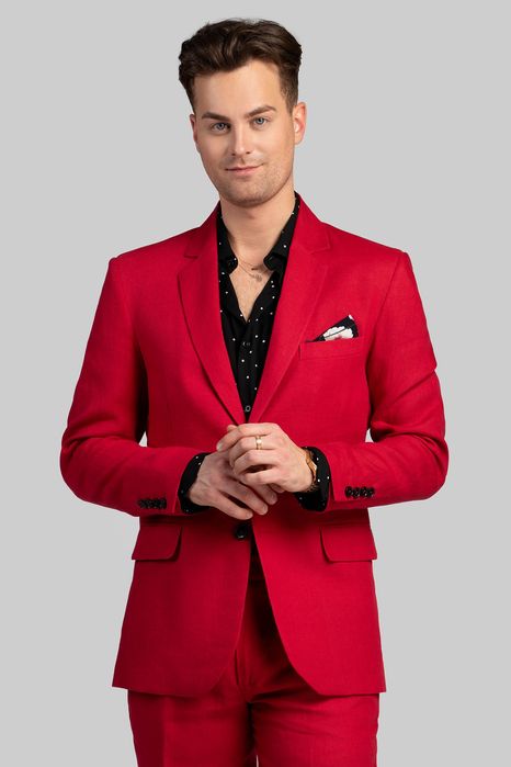 Garnitur lniany czerwony uszyjemy NA MIARĘ w 5 DNI