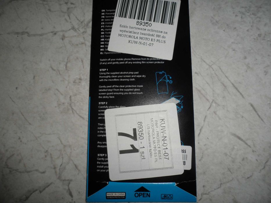 szkło hartowane ochronne 9 H do MOTOROLA Moto E5 Plus