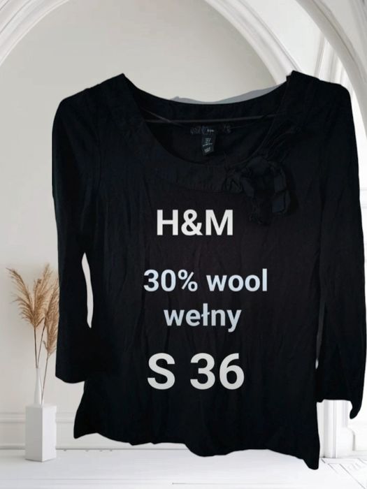 Bluzka cienki sweterek wełniany H&M S 36 czarna alternative