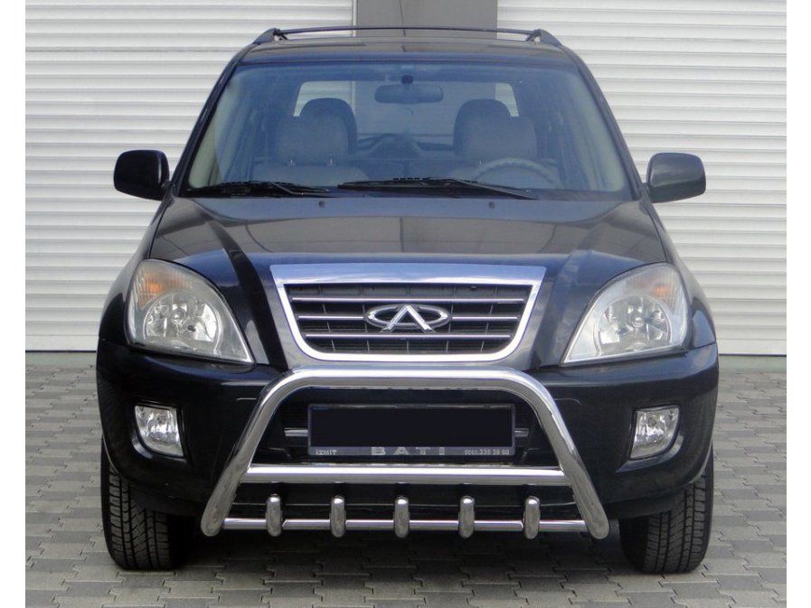 Chery Tiggo 1 2005-2016 рр. Кенгурятник WT003 (нерж.) d60 з написом