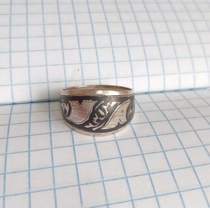 Кольцо з чорнінням Кубачі. Срібло 875 проба. Зірочка. СССР