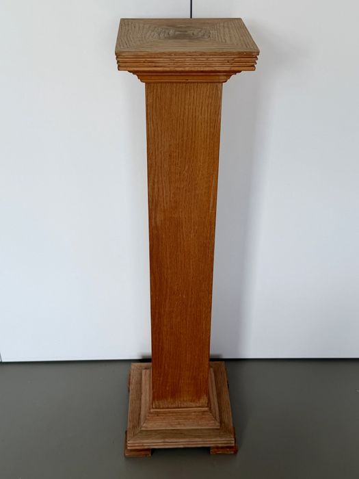 Stary Drewniany Postument Kolumnowy Piedestał Lity DĄB MASYW Jugendstil Art Deco Kolumna pod Rzeźbę Lampa Gabinet Unikat Antyk 86cm  kiwetnik ok 1910r