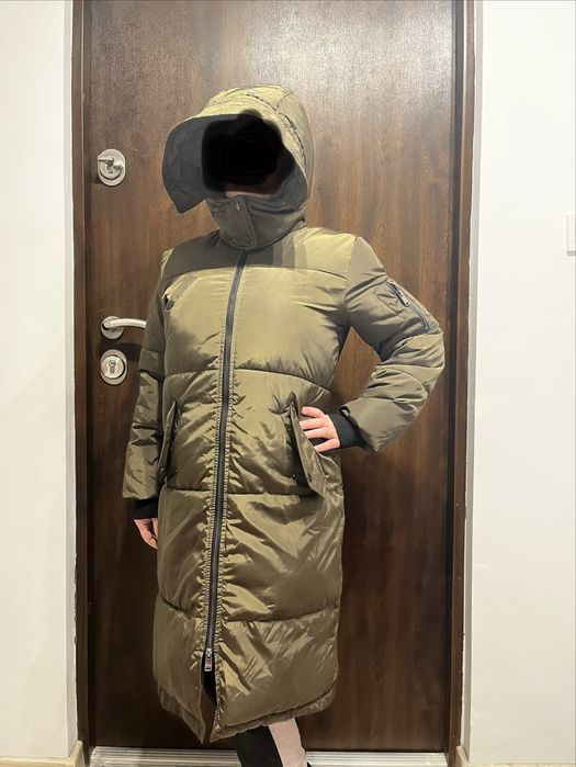 Puchowa kurtka płaszcz puchowy damski Fish Cropp militarna