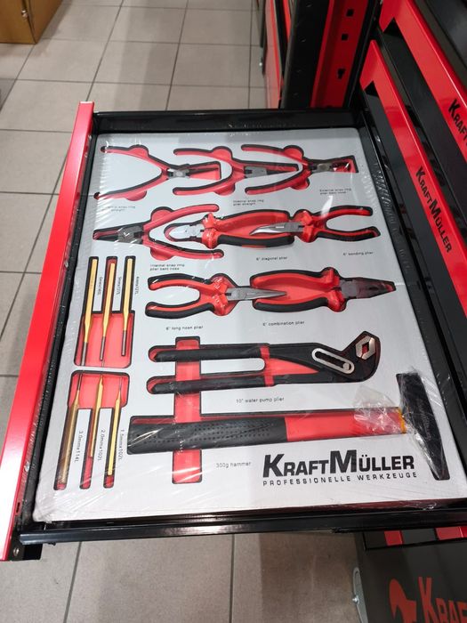 Carrinho de ferramentas Kraft Muller 7 gavetas 6 cheias com chave