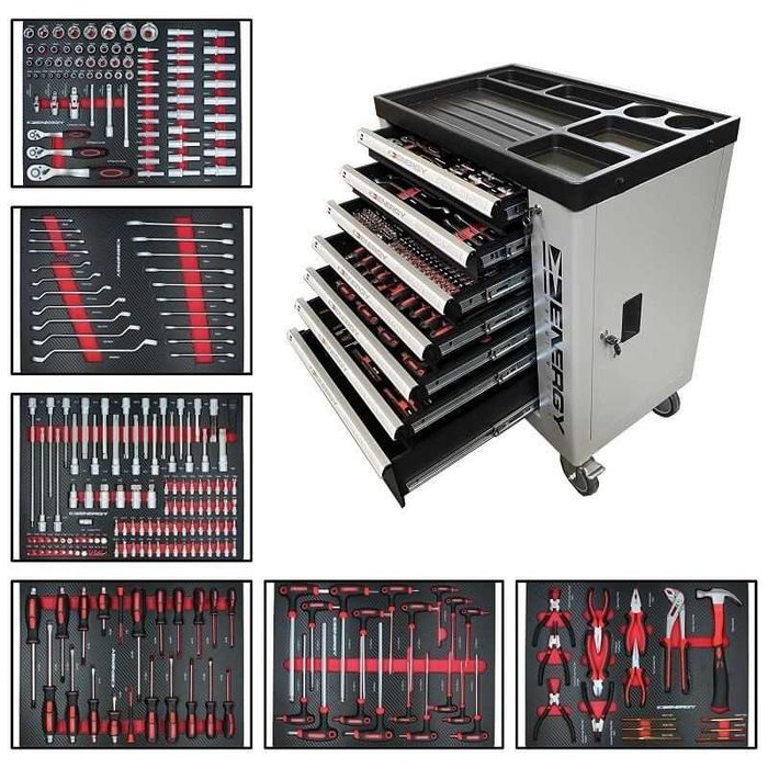 Wózek narzędziowy warsztatowy 258el.ENERGY NE00200BR  mega wyposażony