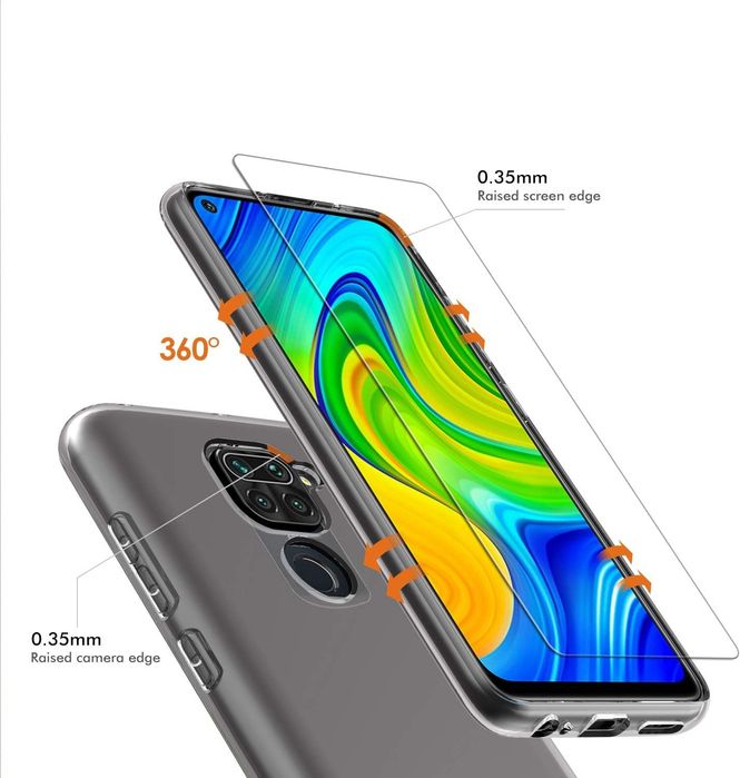 Zestaw Silikonowe Plecki 3szt Folia Ochronna Xiaomi Redmi Note 9 NFC