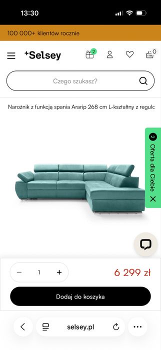 Sprzedam kanape rozkladna kolor morski
