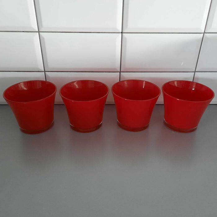 Donica Osłonka szklana Prymulka 11,5 cm Galicja czerwona - 4 szt.