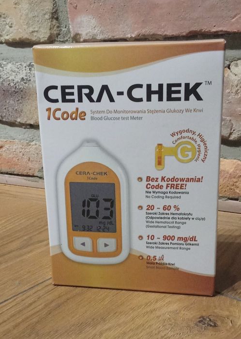 Cera Check 1Code - Nowy Glukometr, nakłuwacz, igły % Darmowa Wysyłka %