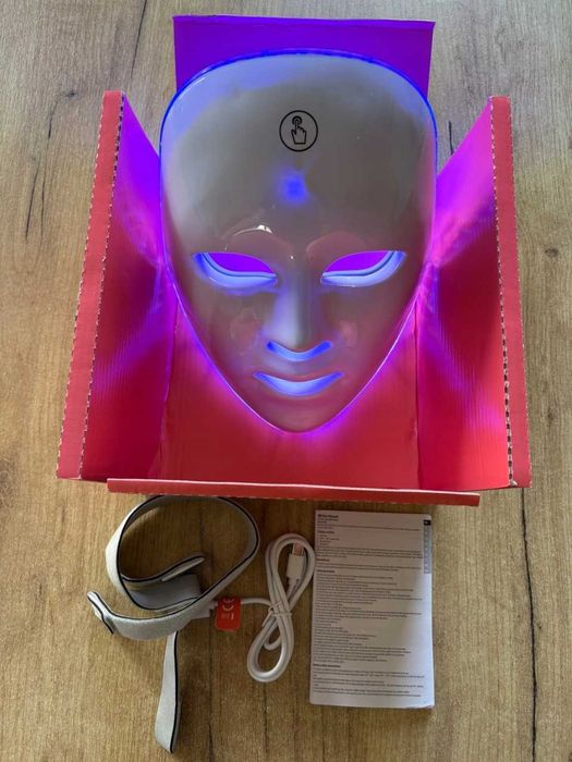 Maska LED Na Twarz Terapia Fotonowa Światłem anti aging z kolorowymi diodam Nowe
